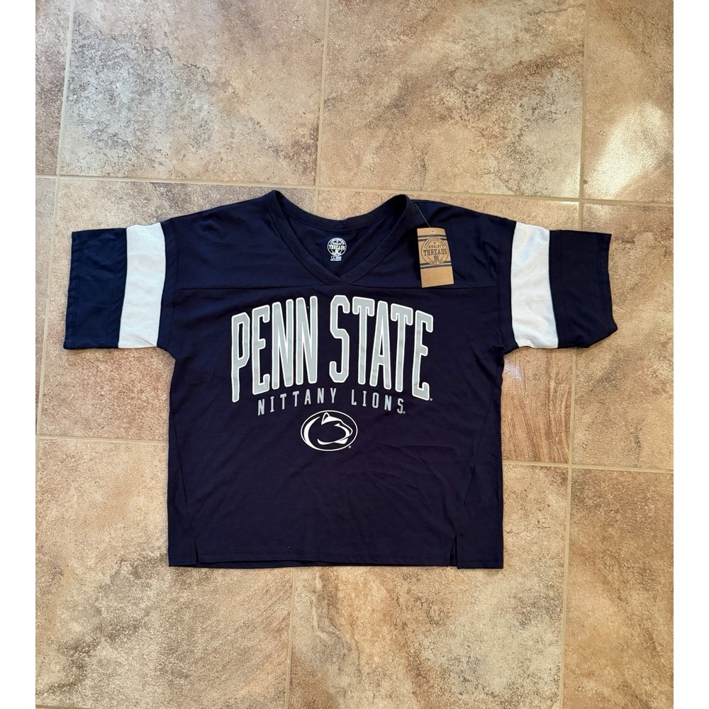 NCAA Penn State Nittany Lions Women's Jersey T-Shirt V Neck, Mesh Detail, Sz L